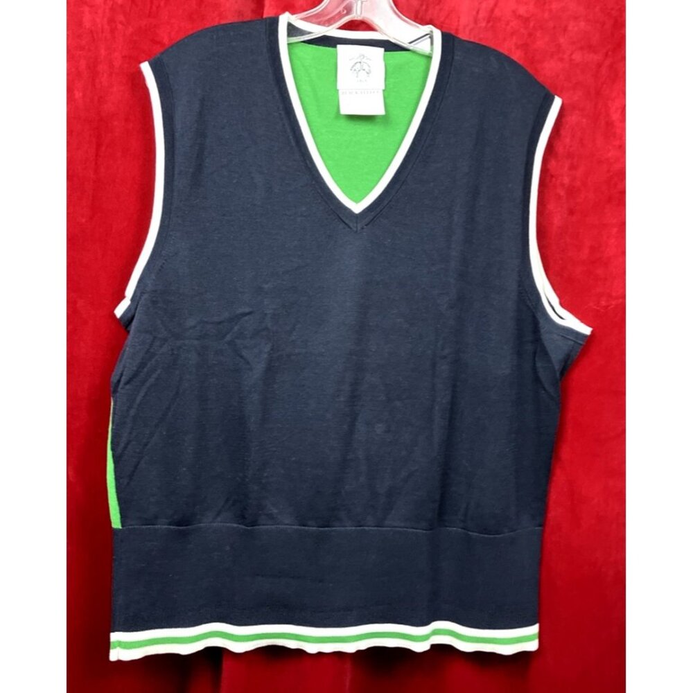 Sz BB4 L Black Fleece Cotton Tennis Vest Navy Green Brooks Brothers Thom Browne